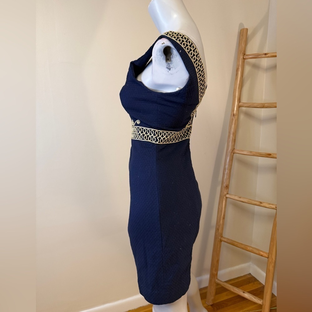 Lilly Pulitzer Women's Aveline Shift, True Navy & Gold 0 - Picture 6 of 6